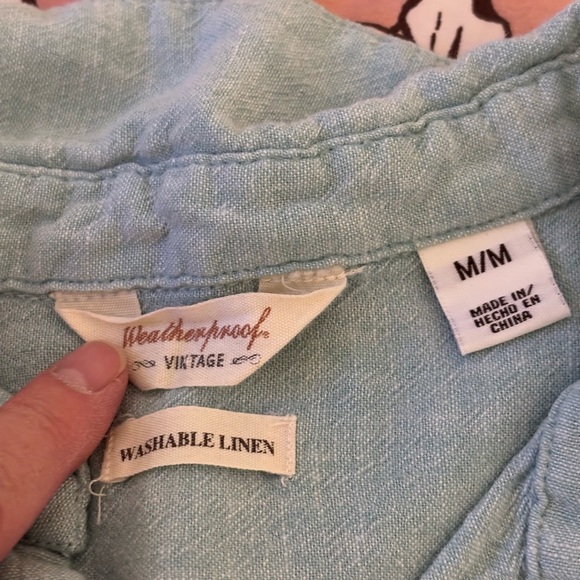 Weatherproof Linen Light Blue Button-Down Shirt - Picture 2 of 8